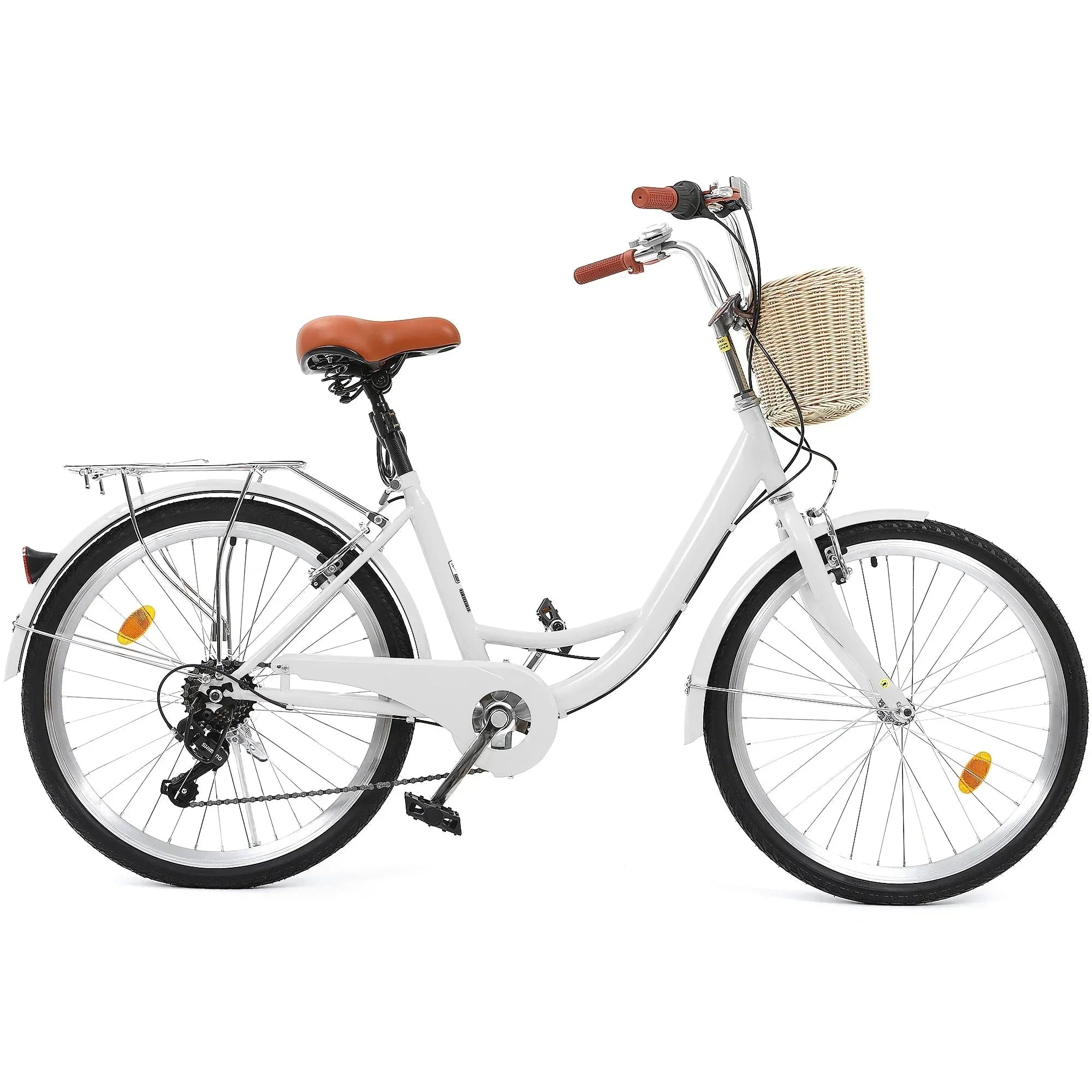 Moasis24/26 Vélo Cruiser 7 Vitesses, Vélo à Cadre Bas Ajustable, Vélo de Ville, Bicyclette