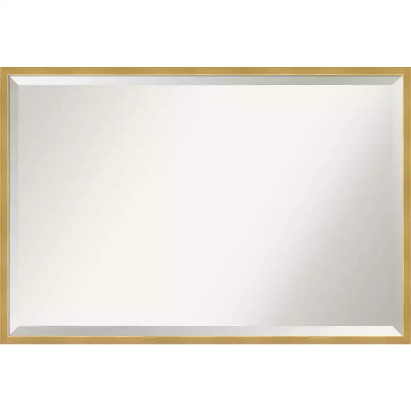 37" x 25" Polished Brass Framed Bathroom Vanity Wall Mirror Gold - Amanti Art: Modern Rectangular, Beveled, Wall-Mounted