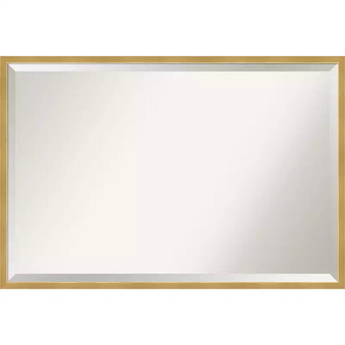 37" x 25" Polished Brass Framed Bathroom Vanity Wall Mirror Gold - Amanti Art: Modern Rectangular, Beveled, Wall-Mounted