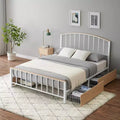 Whizmax Platform Bed Frame with 4 Storage Drawers, Mattress Foundation with Headboard & Footboard, Oak Color