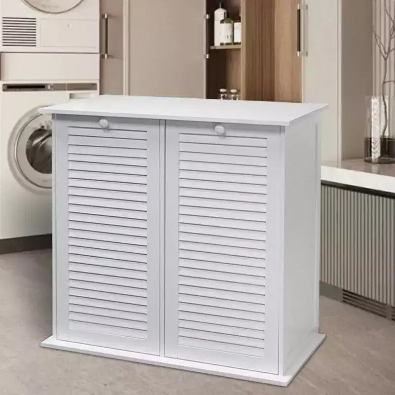 Trieur de linge basculant à deux paniers avec 2 sacs en coton amovibles, blanc