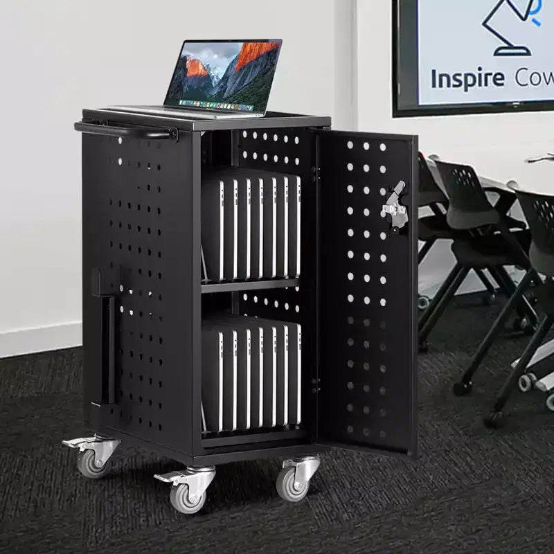 Chariot de recharge mobile pour 16 appareils, jusqu'à 15,6 pouces, pour bureaux et salles de classe