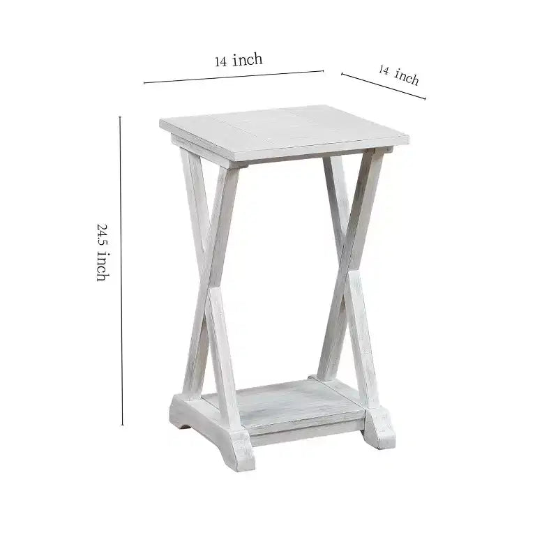 Table d'appoint de chevet X-Farmhouse avec étagère de rangement