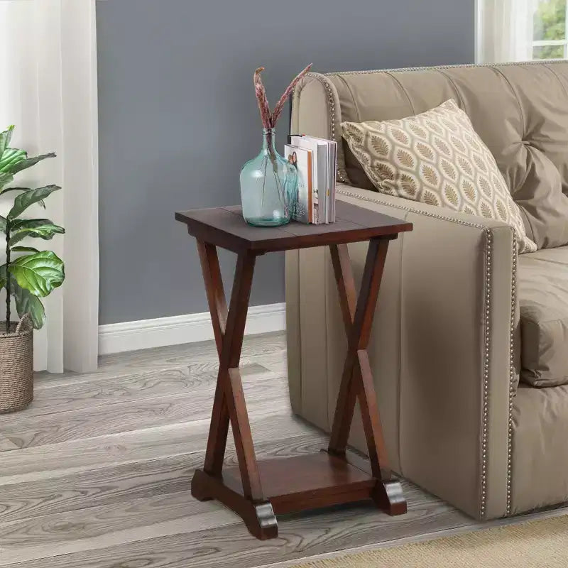 Table d'appoint de chevet X-Farmhouse avec étagère de rangement
