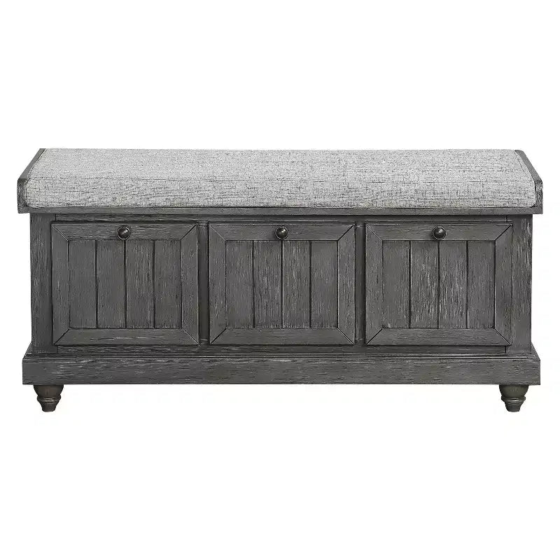 Banc ottoman de rangement à dessus rabattable de style rétro avec siège coussiné, banc de rangement en bois massif pour chambre à coucher, entrée