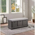 Okak Retro Style Flip-Top Cushioned Seat Ottoman Bench with Storage,Solid Wood Storage Bench for Bedroom,Entrance