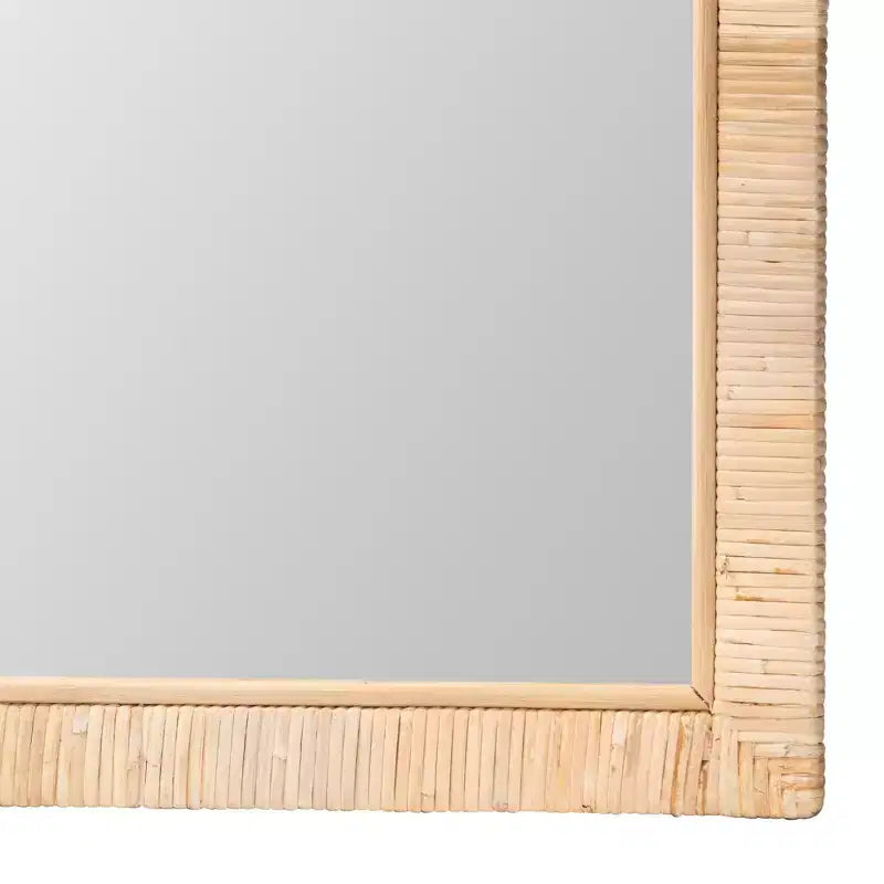 Miroir mural carré d'appoint en rotin naturel de style bohème