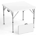 VINGLI 34 Fold in Half Square Table, Bi-Folding Commercial Table, Portable Plastic Dining Card Table for Kitchen or Outdoor Party Event, White