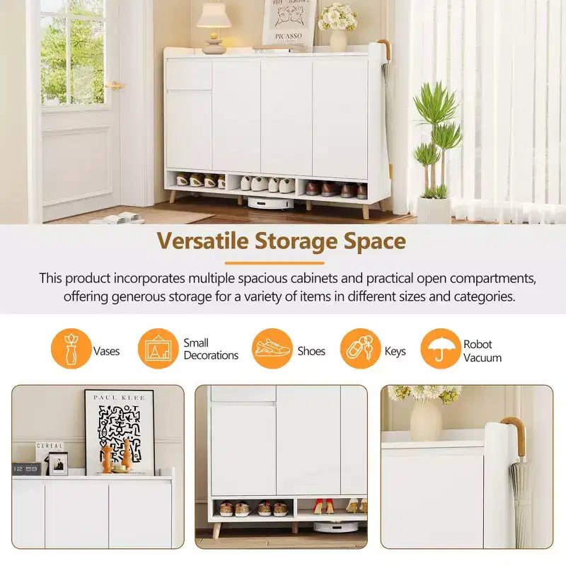 Meuble à chaussures moderne avec étagères réglables, Organisateur de maison minimaliste, Buffet de rangement