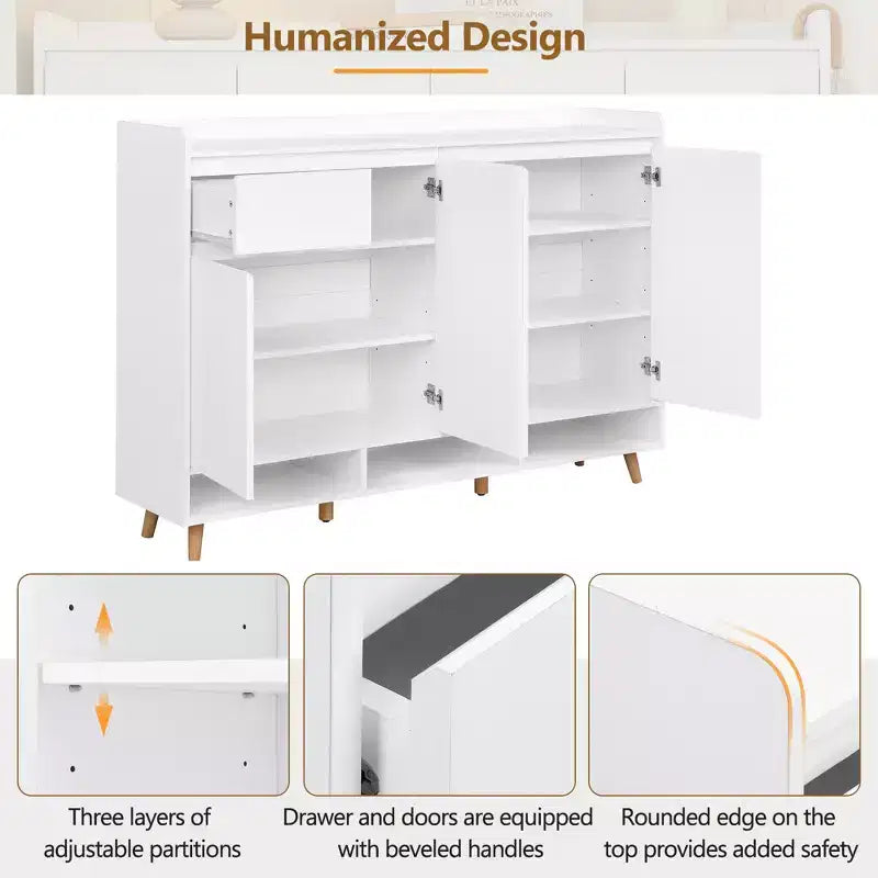 Meuble à chaussures moderne avec étagères réglables, Organisateur de maison minimaliste, Buffet de rangement