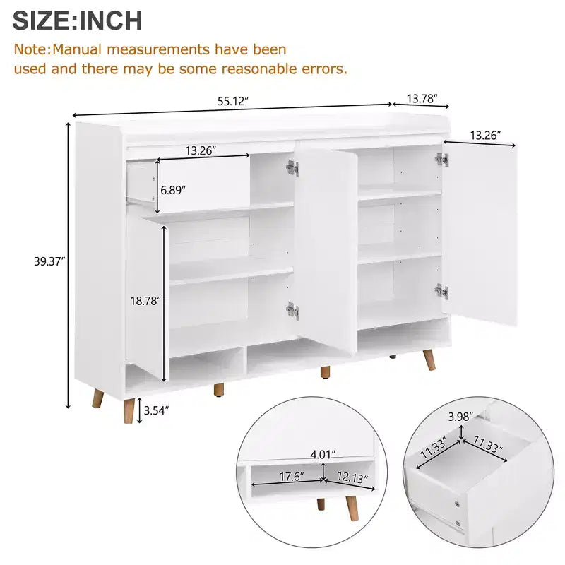 Meuble à chaussures moderne avec étagères réglables, Organisateur de maison minimaliste, Buffet de rangement