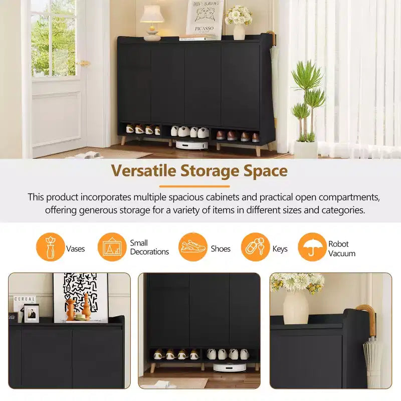 Meuble à chaussures moderne avec étagères réglables, Organisateur de maison minimaliste, Buffet de rangement