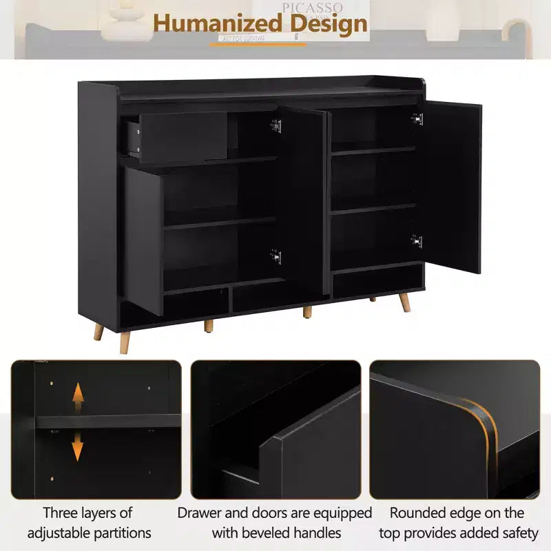 Meuble à chaussures moderne avec étagères réglables, Organisateur de maison minimaliste, Buffet de rangement