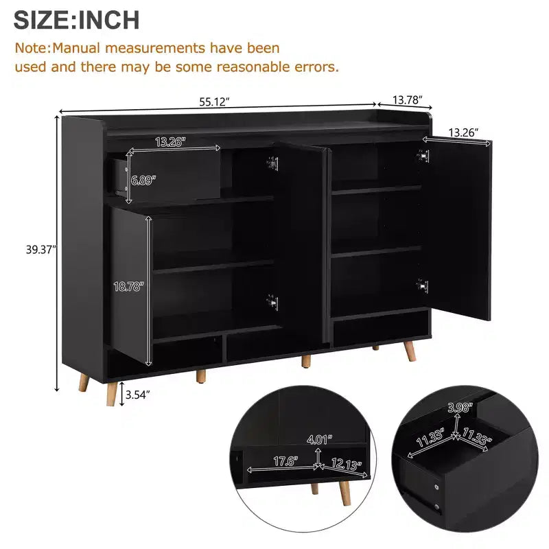 Meuble à chaussures moderne avec étagères réglables, Organisateur de maison minimaliste, Buffet de rangement