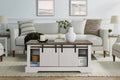 Okak 41 Farmhouse Coffee Table with Sliding Barn Door, 3-Cube Storage & Adjustable Shelves, Wood Rectangular Cocktail Table for Living Room