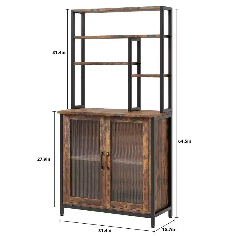 Étagère de boulanger, support de micro-ondes de 64,5 po avec rangement, meuble bar haut, étagères de boulanger sur pied, bar à vin autoportant avec pieds réglables