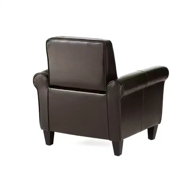 Fauteuil club contemporain rembourré à accoudoirs roulés