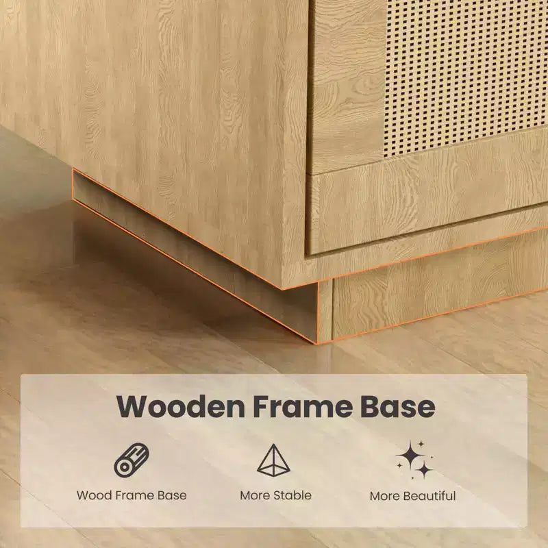 Étagère bohème à 5 niveaux avec portes en rotin, bibliothèque en bois avec armoire de rangement, grande bibliothèque haute pour salon