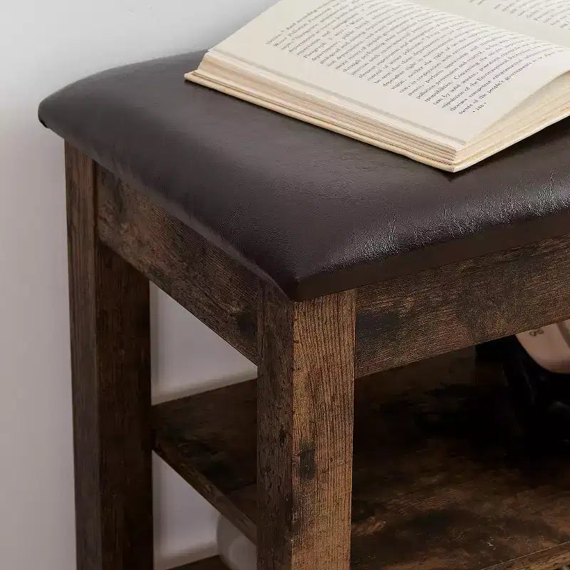 Banc range-chaussures en bois rembourré en similicuir