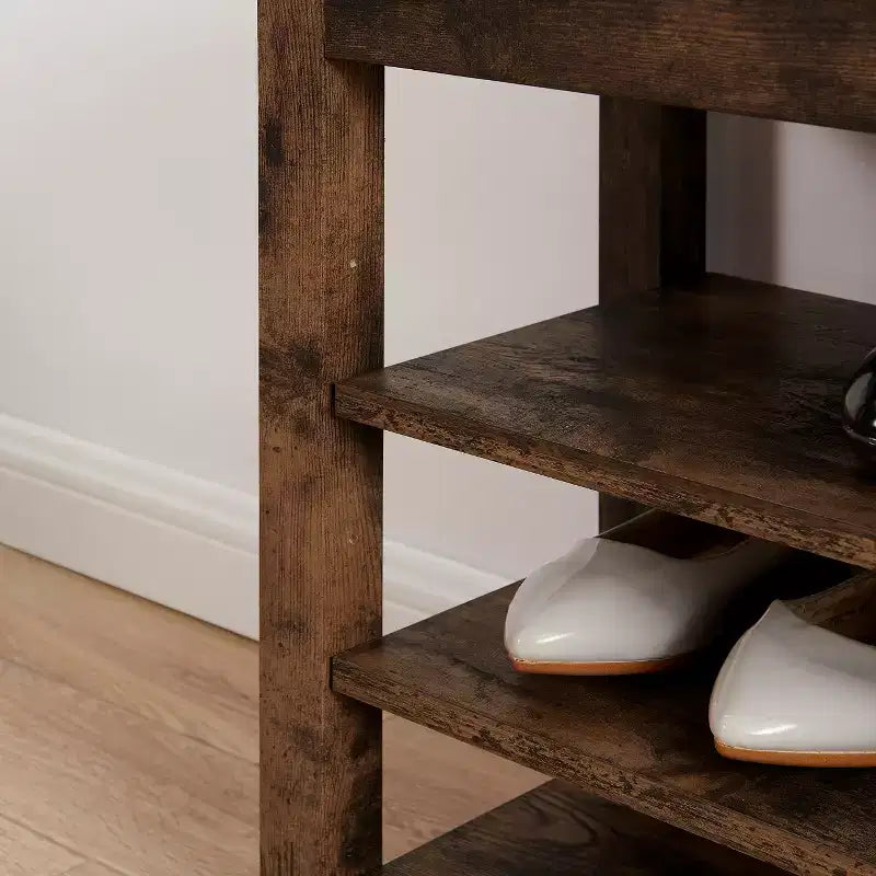 Banc range-chaussures en bois rembourré en similicuir