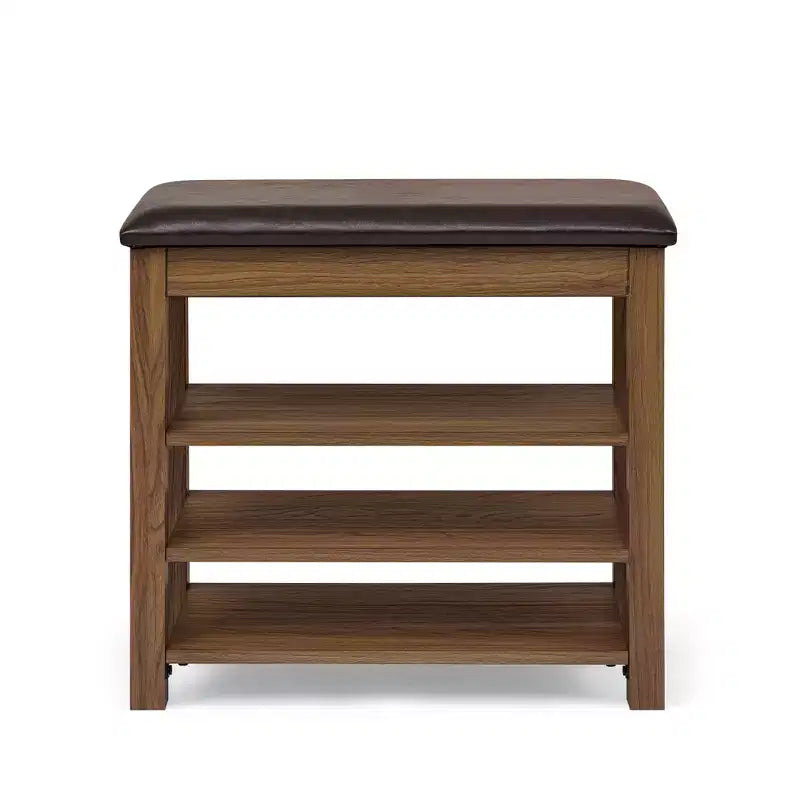Banc range-chaussures en bois rembourré en similicuir