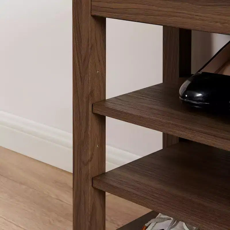 Banc range-chaussures en bois rembourré en similicuir