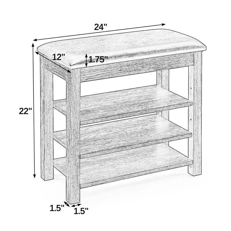 Banc range-chaussures en bois rembourré en similicuir