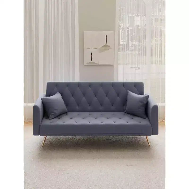 MAYEERTY Love Seat Vintahe Velvet Sofa Comfortable for Liviing Room Bedroom Gray