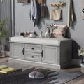 TUYOHW Storage Bench with 2 Drawers and 2 Cabinets, Shoe Bench with Removable Cushion for Living Room and Entryway, Gray Wash