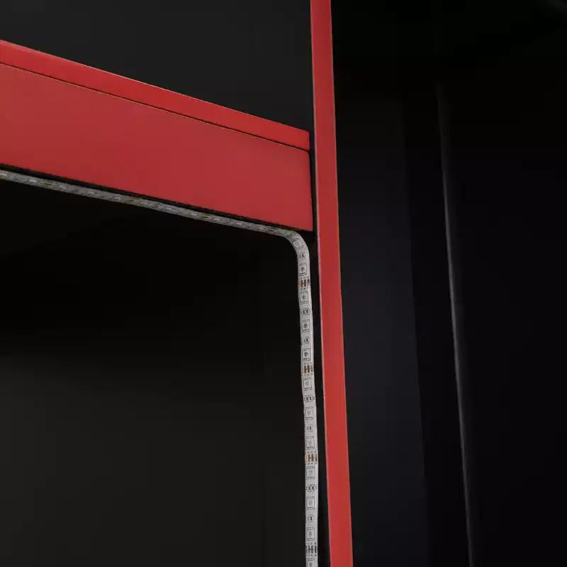 Lit mezzanine gaming pour lit jumeau/double avec bureau intégré, armoire, éclairage LED et un tiroir, cadre de lit en bois de pin, noir
