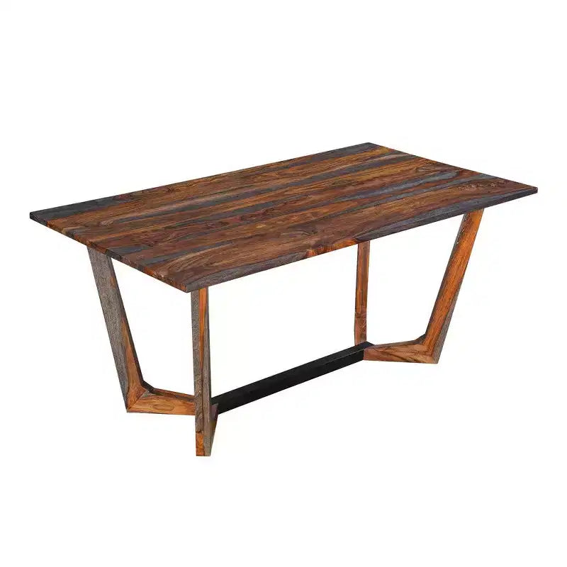 Table de salle à manger rectangulaire en bois de sheesham de 170 cm avec base tréteau en métal noir