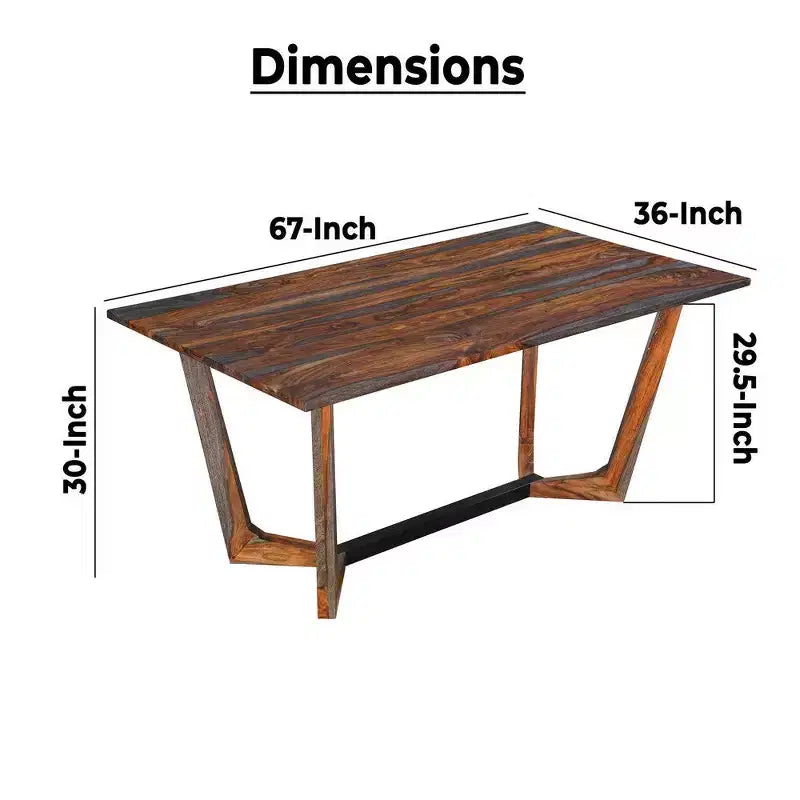 Table de salle à manger rectangulaire en bois de sheesham de 170 cm avec base tréteau en métal noir