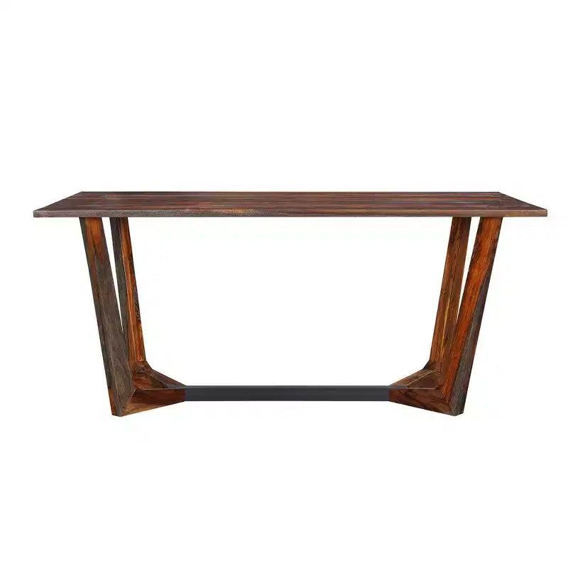 Table de salle à manger rectangulaire en bois de sheesham de 170 cm avec base tréteau en métal noir