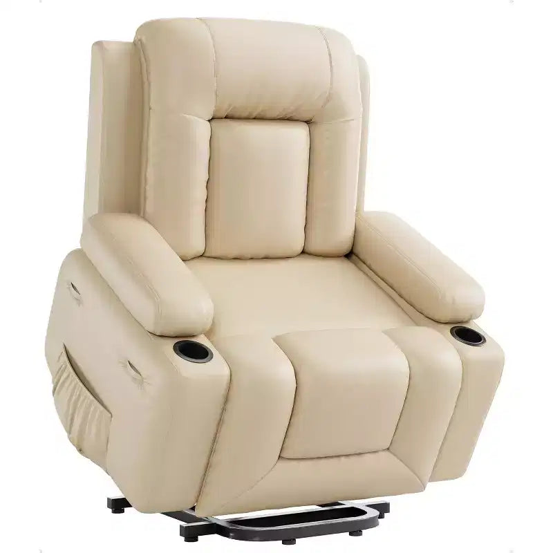 Fauteuil inclinable releveur surdimensionné pour personnes âgées, fauteuil releveur en similicuir avec siège large, porte-gobelets et poches latérales pour salon