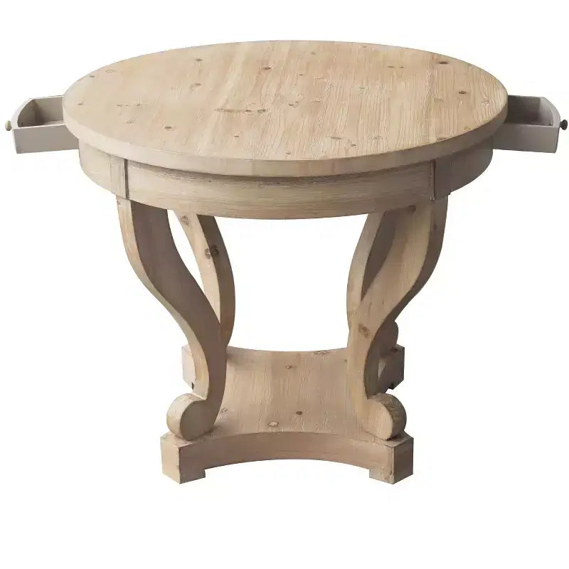 Table à manger ronde avec pieds courbés Table de cuisine style ferme Petite table basse pour salle à manger