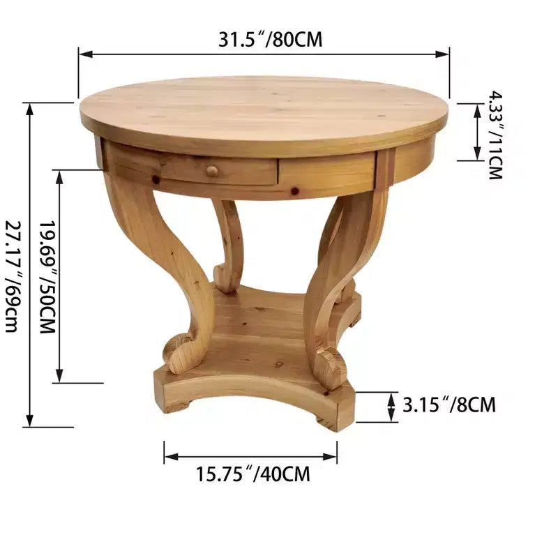 Table à manger ronde avec pieds courbés Table de cuisine style ferme Petite table basse pour salle à manger