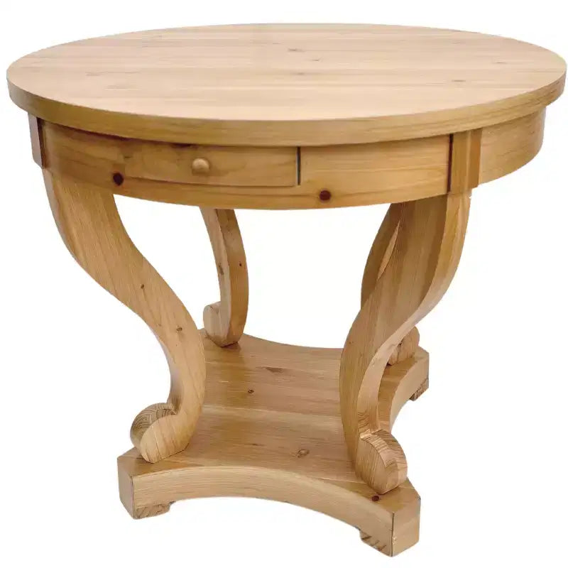 Table à manger ronde avec pieds courbés Table de cuisine style ferme Petite table basse pour salle à manger