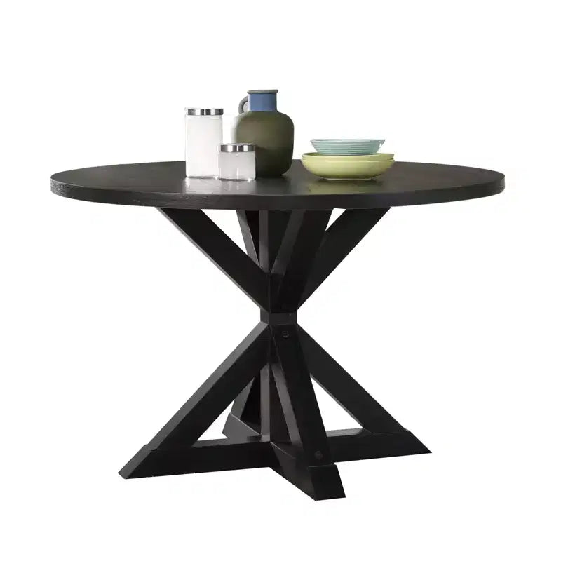 Table à manger ronde de 122 cm de style moderne du milieu du siècle avec pieds en croix