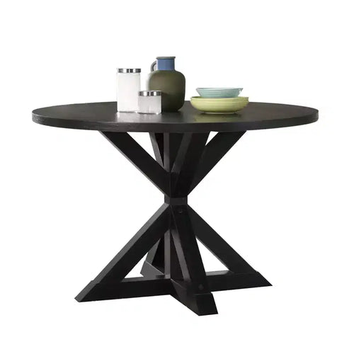 Table à manger ronde de 122 cm de style moderne du milieu du siècle avec pieds en croix
