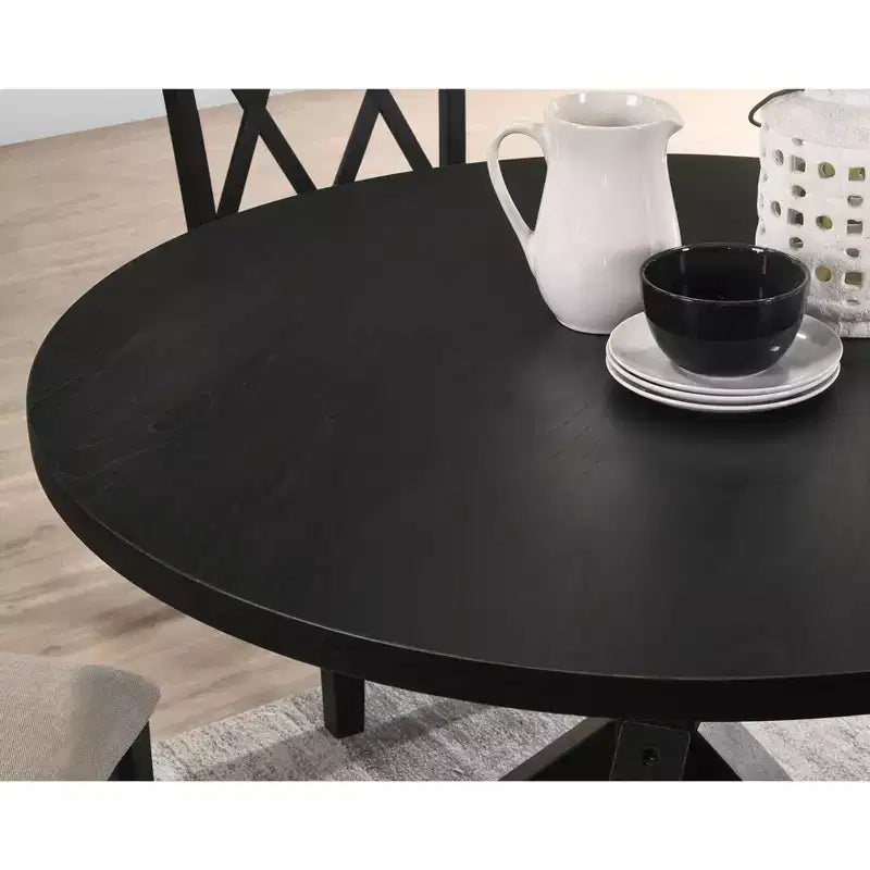 Table à manger ronde de 122 cm de style moderne du milieu du siècle avec pieds en croix