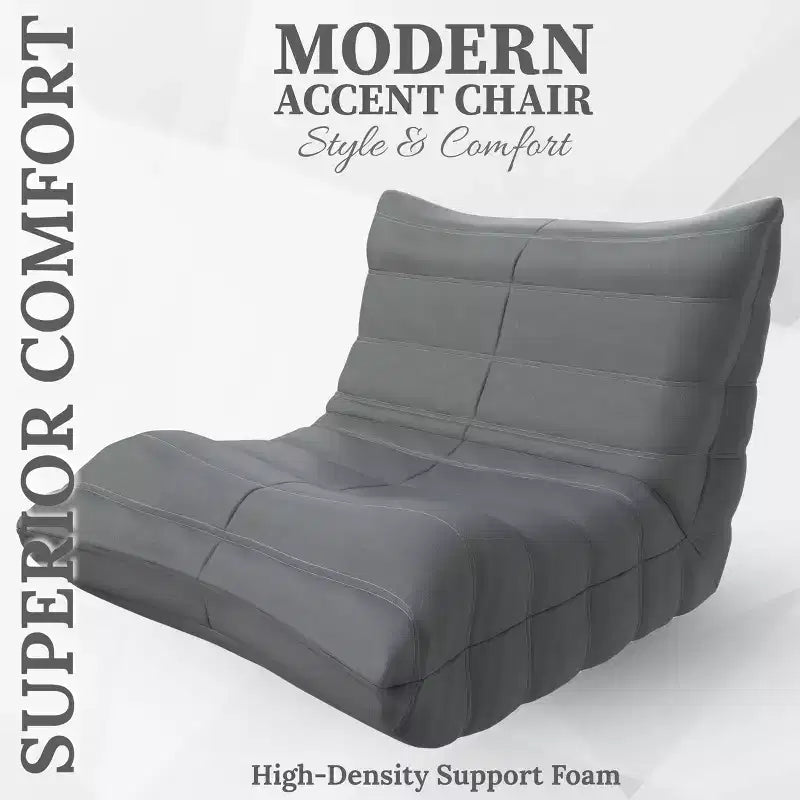 Fauteuil d'appoint moderne, Fauteuil rembourré confortable avec coussin haute densité et mousse moelleuse, pour salon ou chambre à coucher, Gris
