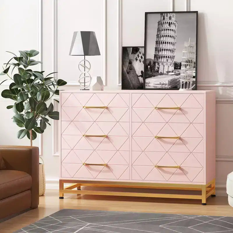 Commode haute à 6 tiroirs – Rangement peu encombrant avec tiroirs à fermeture douce et dispositif anti-basculement