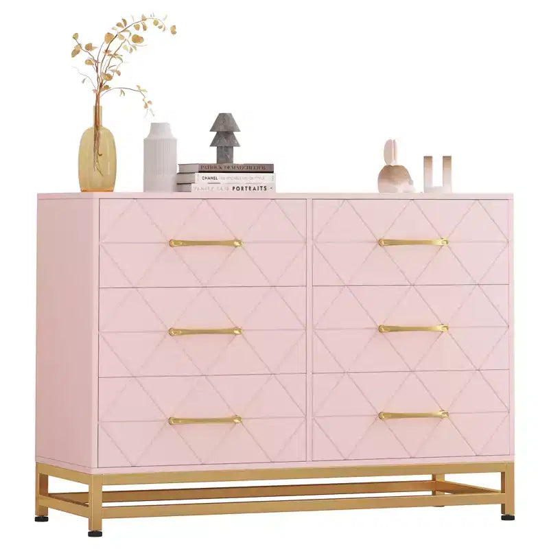 Commode haute à 6 tiroirs – Rangement peu encombrant avec tiroirs à fermeture douce et dispositif anti-basculement