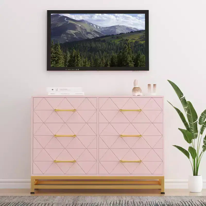 Commode haute à 6 tiroirs – Rangement peu encombrant avec tiroirs à fermeture douce et dispositif anti-basculement