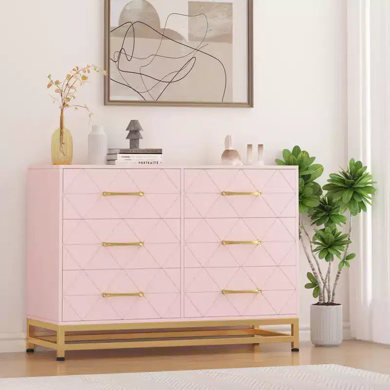 Commode haute à 6 tiroirs – Rangement peu encombrant avec tiroirs à fermeture douce et dispositif anti-basculement