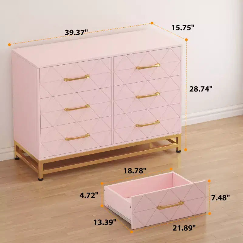 Commode haute à 6 tiroirs – Rangement peu encombrant avec tiroirs à fermeture douce et dispositif anti-basculement