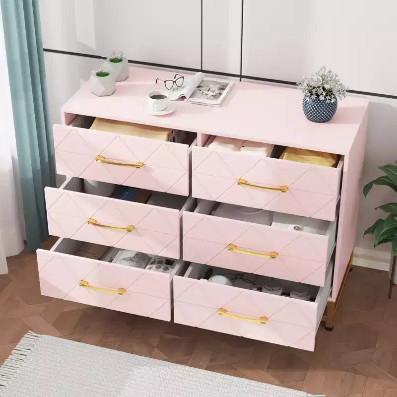 Commode haute à 6 tiroirs – Rangement peu encombrant avec tiroirs à fermeture douce et dispositif anti-basculement