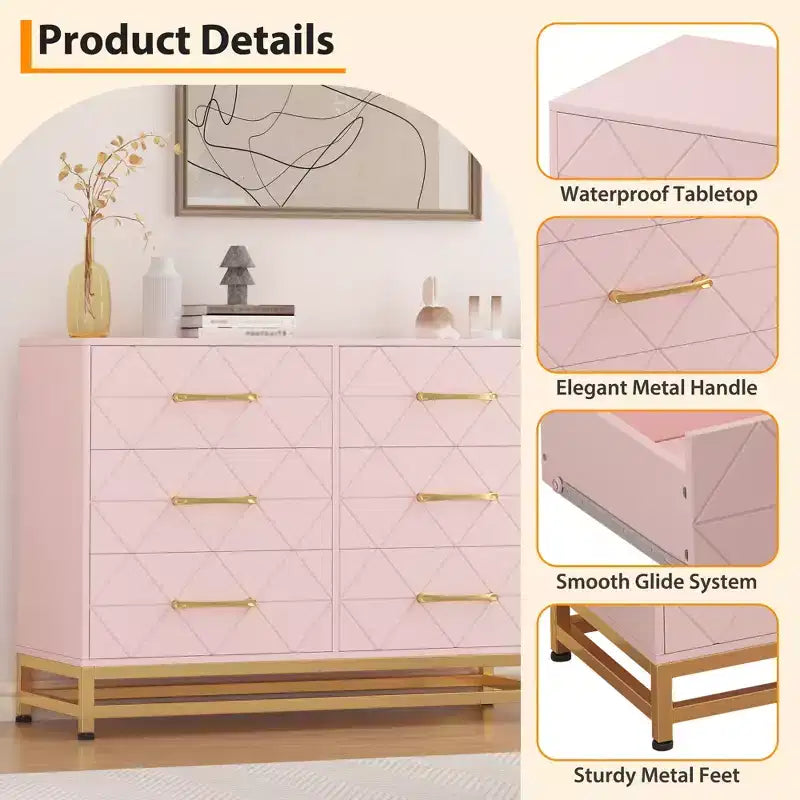 Commode haute à 6 tiroirs – Rangement peu encombrant avec tiroirs à fermeture douce et dispositif anti-basculement