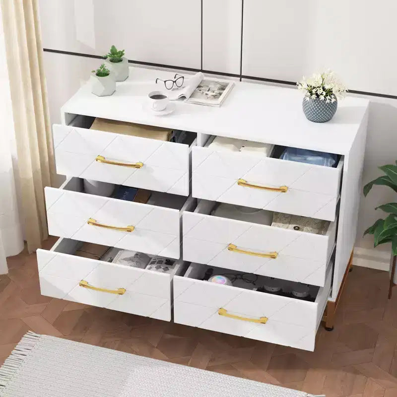 Commode haute à 6 tiroirs – Rangement peu encombrant avec tiroirs à fermeture douce et dispositif anti-basculement