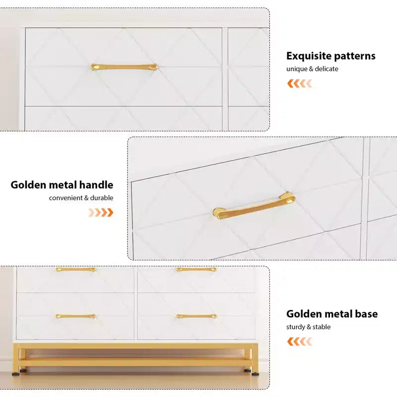 Commode haute à 6 tiroirs – Rangement peu encombrant avec tiroirs à fermeture douce et dispositif anti-basculement